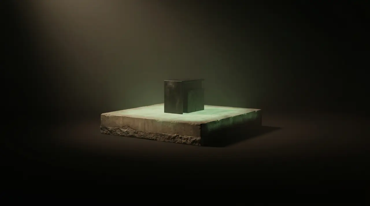 a single green foundation slab supporting a small structure