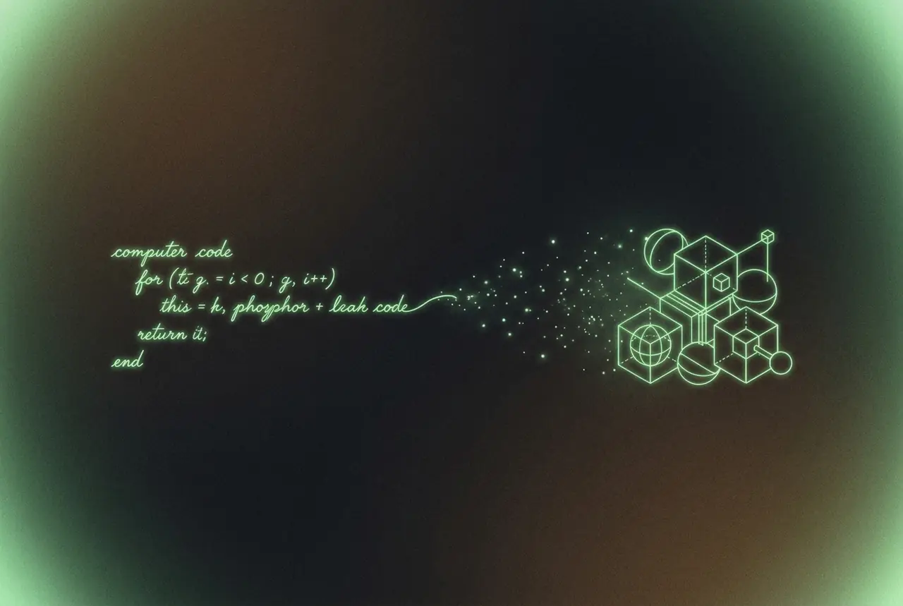 a line of glowing handwriting transforming into an assembled machine