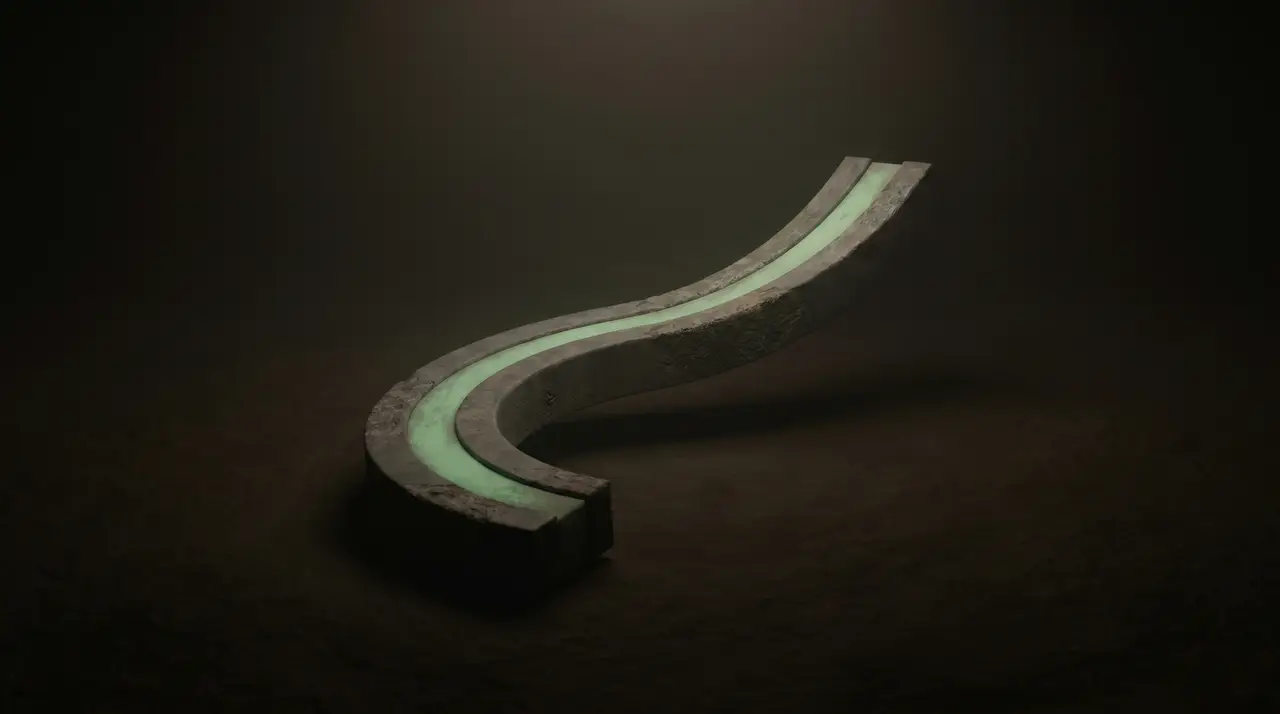 a quiet green curve bending upward late across a dark field