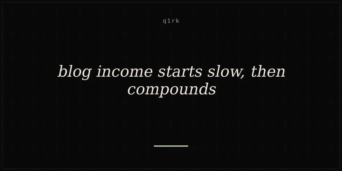 a simple chart showing blog income growing slowly then faster over time
