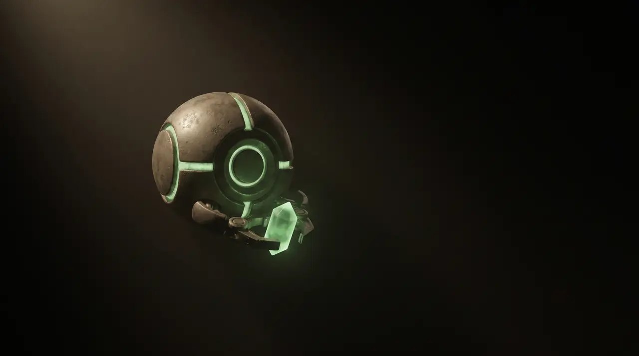 a green agent node carrying a task token across dark space alone