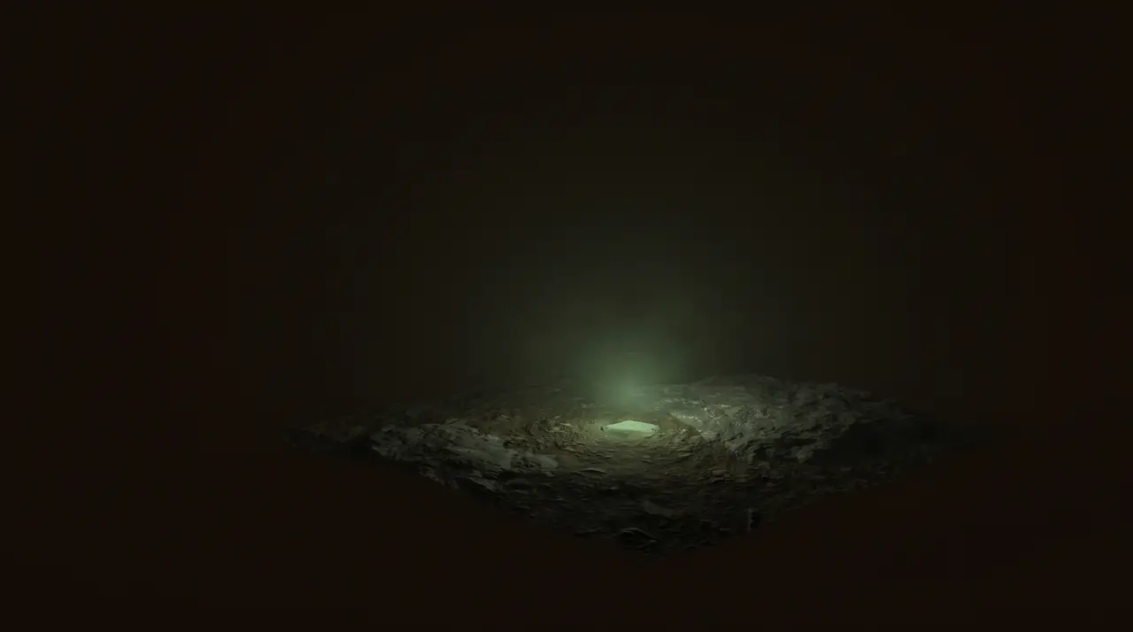 a green-lit plot of dark ground with a faint plug of light